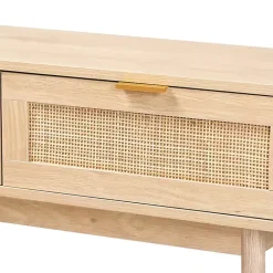 Kirklands Home Light Oak Rat and Wood Console Table Tan