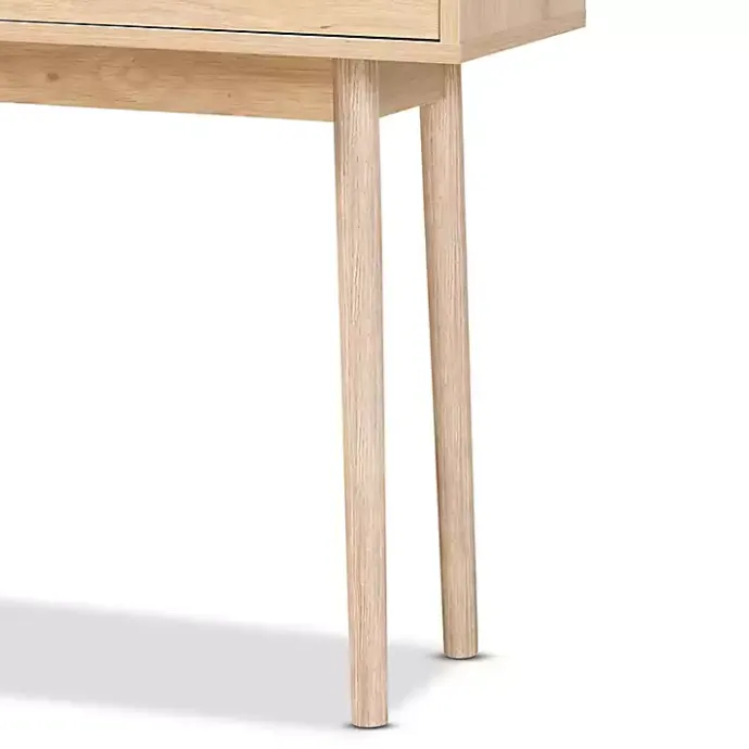 Kirklands Home Light Oak Rat and Wood Console Table Tan