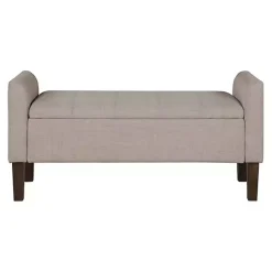 Clearance Kirklands Home Light Taupe Upholstered Blaire Storage Bench Tan