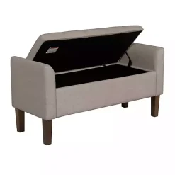 Clearance Kirklands Home Light Taupe Upholstered Blaire Storage Bench Tan