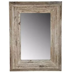 Hot Kirklands Home Light Whitewashed Wood Rectangular Wall Mirror