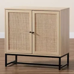 Sale Kirklands Home Light Wood and Rat 2-Door Cabinet Tan