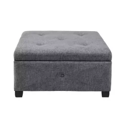 Kirklands Home Lila Tufted Charcoal Storage Ottoman Gray