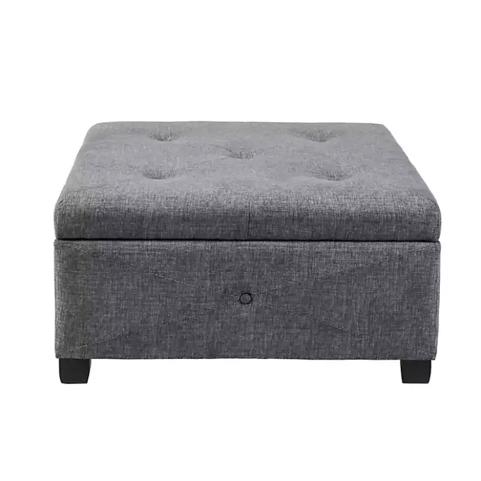 Kirklands Home Lila Tufted Charcoal Storage Ottoman Gray
