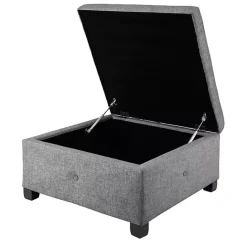 Kirklands Home Lila Tufted Charcoal Storage Ottoman Gray