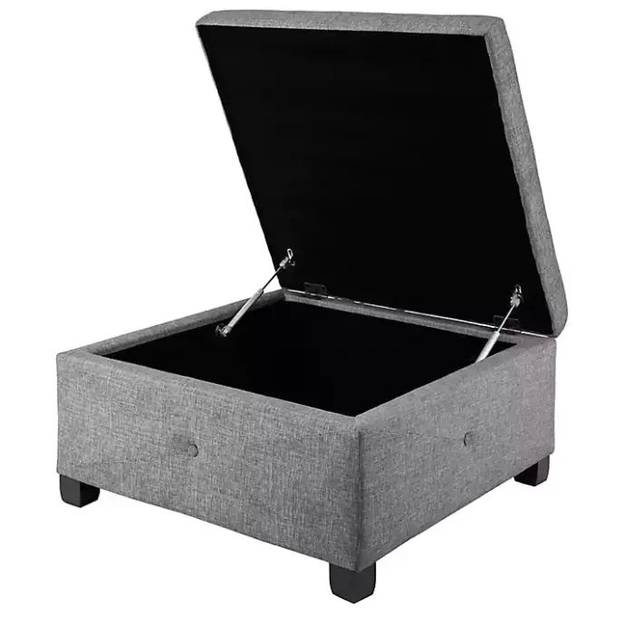 Kirklands Home Lila Tufted Charcoal Storage Ottoman Gray