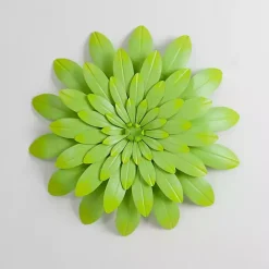 New Kirklands Home Lime Metal Flower Outdoor Wall Plaque Green