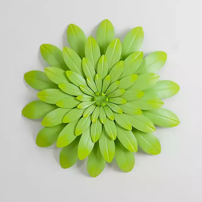 New Kirklands Home Lime Metal Flower Outdoor Wall Plaque Green