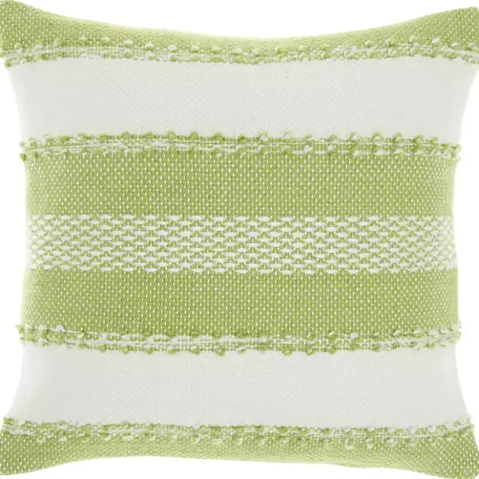 Kirklands Home Lime Woven Stripe Reversible Outdoor Square Pillow