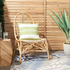 Kirklands Home Lime Woven Stripe Reversible Outdoor Square Pillow