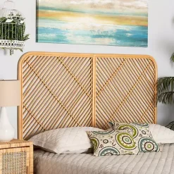 Hot Kirklands Home Linear Rat Wall Mounted Queen Headboard Tan