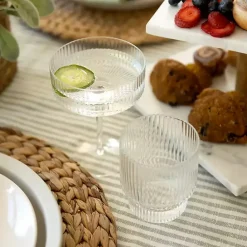 Sale Kirklands Home Linear Ribbed Coupe Glass Clear
