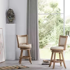 Online Kirklands Home Linen and Driftwood Nailhead Swivel Counter Stool Ivory