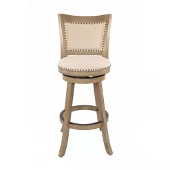 Outlet Kirklands Home Linen and Driftwood Nailhead Swivel Bar Stool Brown