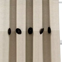New Kirklands Home Linen Button and Stripe Curtain Panel Set, 84 in.