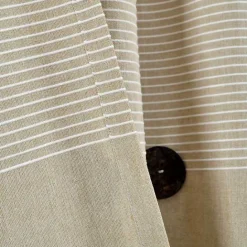 New Kirklands Home Linen Button and Stripe Curtain Panel Set, 84 in.
