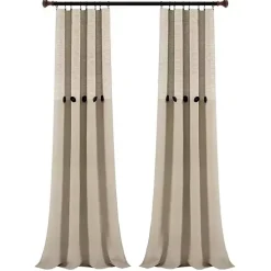 New Kirklands Home Linen Button and Stripe Curtain Panel Set, 84 in.