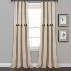 Clearance Kirklands Home Linen Button and Stripe Curtain Panel Set, 95 in.