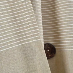 Clearance Kirklands Home Linen Button and Stripe Curtain Panel Set, 95 in.