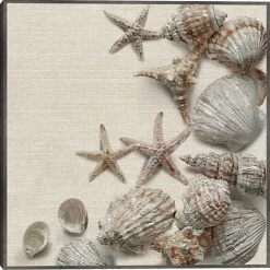 Best Kirklands Home Linen Shell Collection Framed Canvas Art Print Tan