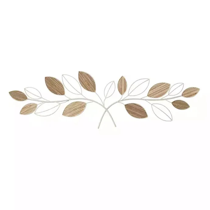 Sale Kirklands Home Long White Metal and Reed Leaf Wall Plaque