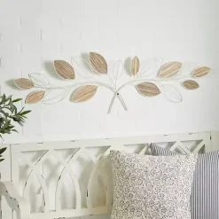 Sale Kirklands Home Long White Metal and Reed Leaf Wall Plaque
