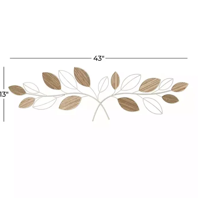 Sale Kirklands Home Long White Metal and Reed Leaf Wall Plaque