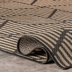 Kirklands Home Lori Dark Gray Modern Geometric Outdoor Rug, 8x10