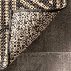 Kirklands Home Lori Dark Gray Modern Geometric Outdoor Rug, 8x10