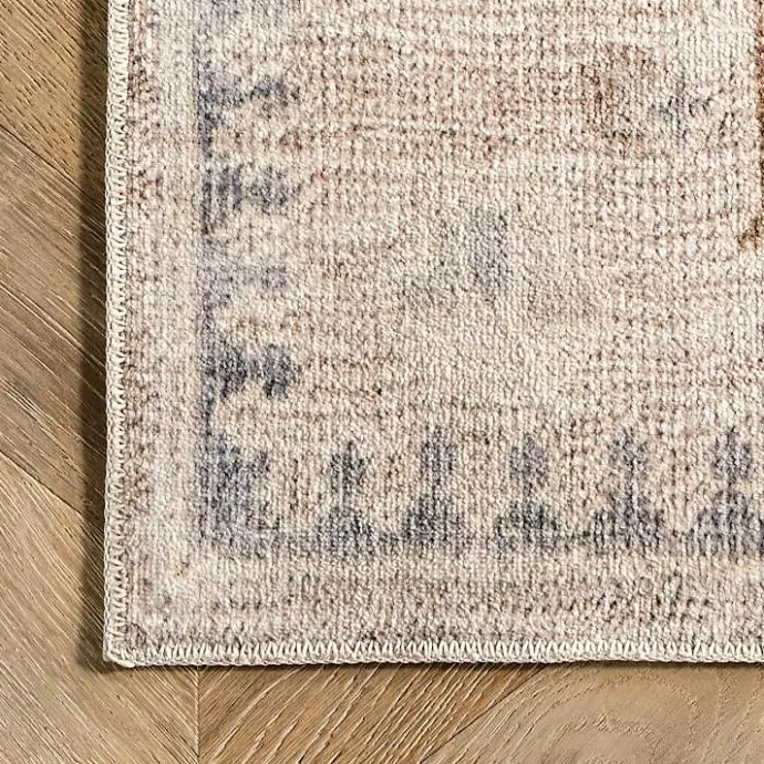 New Kirklands Home Lottie Cream Vintage Washable Area Rug, 6x9 Ivory