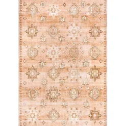 Kirklands Home Lottie Peach Vintage Washable Area Rug, 5x8 Orange