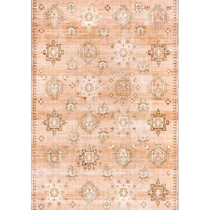 Kirklands Home Lottie Peach Vintage Washable Area Rug, 5x8 Orange