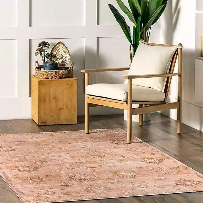 Kirklands Home Lottie Peach Vintage Washable Area Rug, 5x8 Orange
