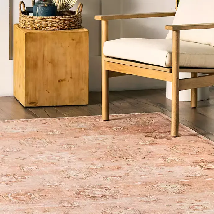 Kirklands Home Lottie Peach Vintage Washable Area Rug, 5x8 Orange