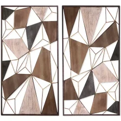 Kirklands Home Lucas Geometric Wall Plaques, Set of 2