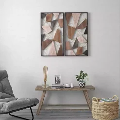 Kirklands Home Lucas Geometric Wall Plaques, Set of 2