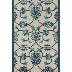 Clearance Kirklands Home Lyla Blue Floral Damask Indoor/Outdoor Rug, 5x8