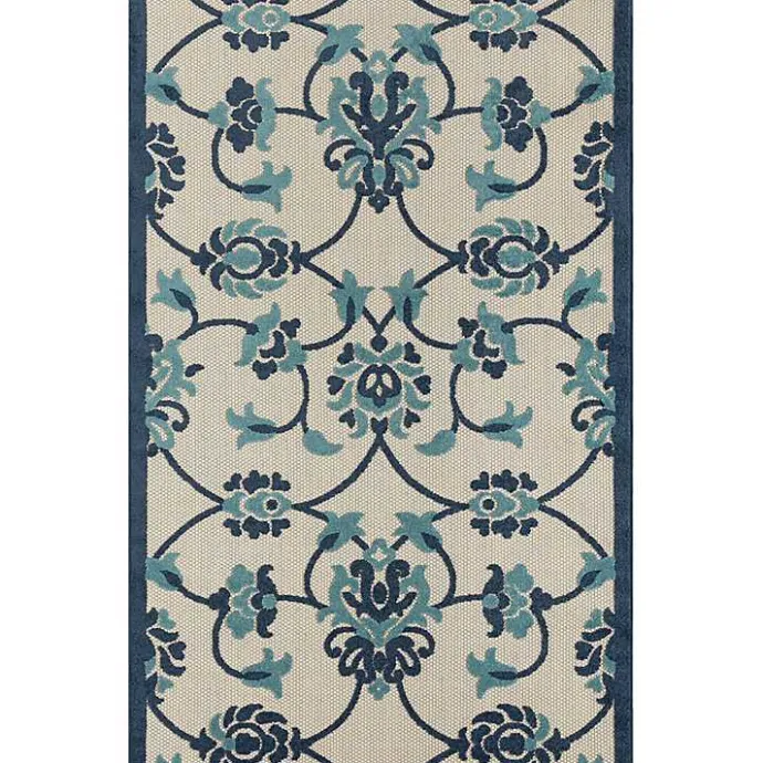 Clearance Kirklands Home Lyla Blue Floral Damask Indoor/Outdoor Rug, 5x8