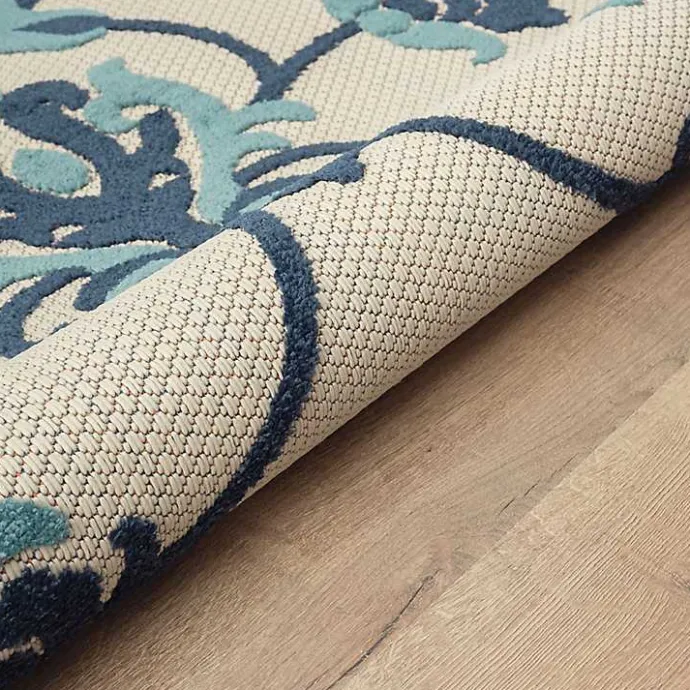 Clearance Kirklands Home Lyla Blue Floral Damask Indoor/Outdoor Rug, 5x8