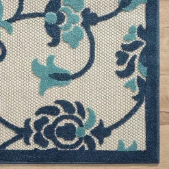 Clearance Kirklands Home Lyla Blue Floral Damask Indoor/Outdoor Rug, 5x8