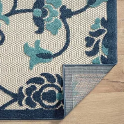Clearance Kirklands Home Lyla Blue Floral Damask Indoor/Outdoor Rug, 5x8