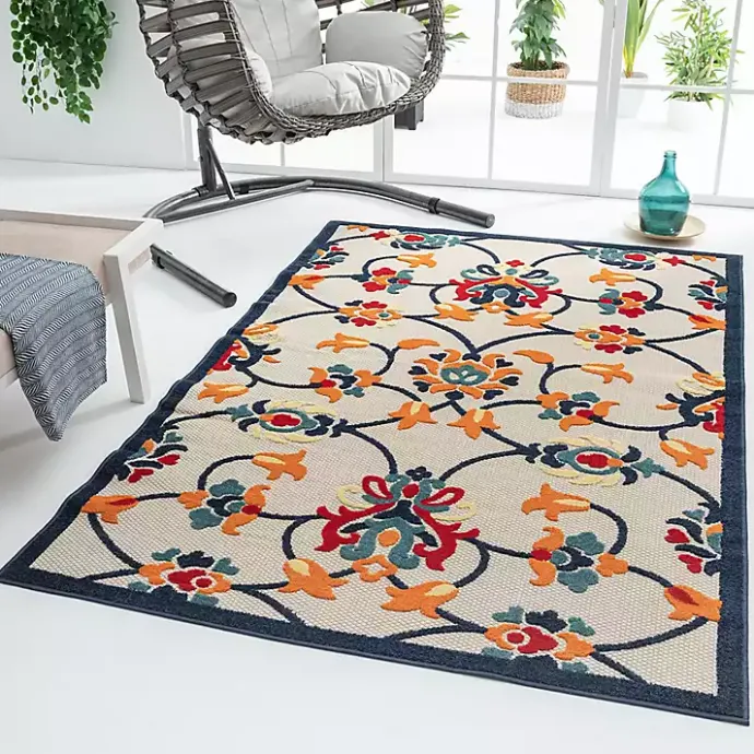 Clearance Kirklands Home Lyla Multi Floral Damask Indoor/Outdoor Rug, 5x8