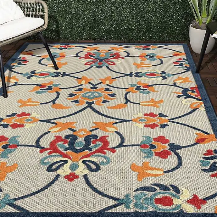 Clearance Kirklands Home Lyla Multi Floral Damask Indoor/Outdoor Rug, 5x8