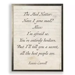Sale Kirklands Home Mad Hatter Quote Wall Plaque White