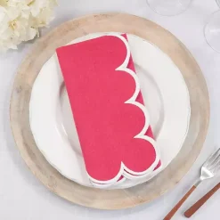 Outlet Kirklands Home Magenta Scalloped Edge Napkins, Set of 4 Pink