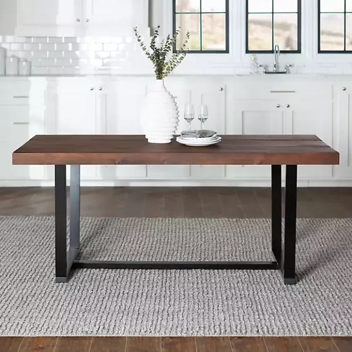 New Kirklands Home Mahogany Distressed Solid Wood Dining Table Brown