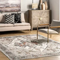 Best Kirklands Home Mali Traditional Medallion Washable Area Rug, 5x8