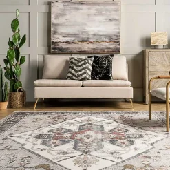 Best Kirklands Home Mali Traditional Medallion Washable Area Rug, 5x8