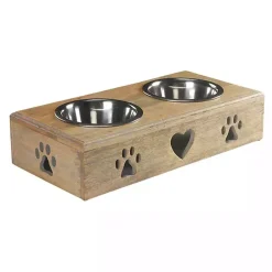 Outlet Kirklands Home Mango Wood Heart Cutout Dog Bowl