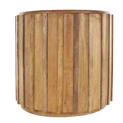 Best Kirklands Home Mango Wood Ridged Drum Accent Table Brown